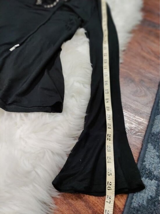 Michael Kors Bell Sleeve Black Lace Up Deep V Top Large - Picture 9 of 14